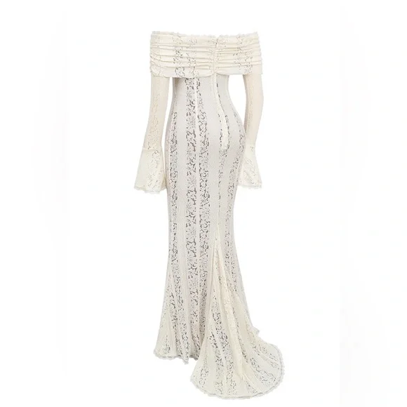 House of CB Belle Off the Shoulder Long Sleeve Mermaid Gown - XS